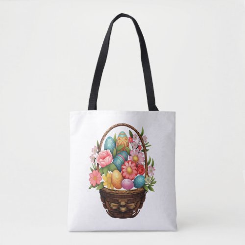 Easter Day Easter Egg Basket Spring Flowers    Tote Bag