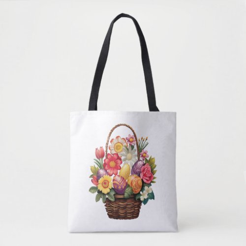 Easter Day Easter Egg Basket Spring Flowers  Tote Bag