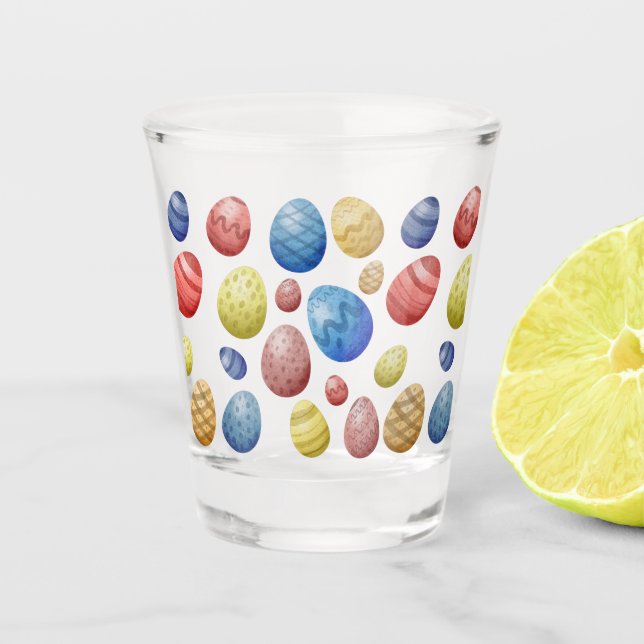 Easter Day Eggs Shot Glass – Festive Holiday Art (Front)