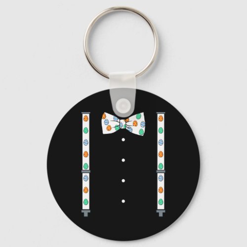 Easter Day Eggs Suspenders And Bow Tie Fun Boys Gi Keychain