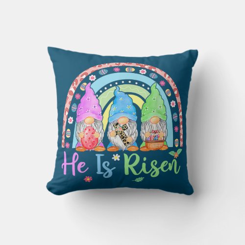 Easter Day For Christian He Is Risen Gnomes Girl Throw Pillow