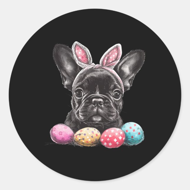Easter Day Frenchie Dog Easter Frenchie Dog Easter Classic Round Sticker (Front)