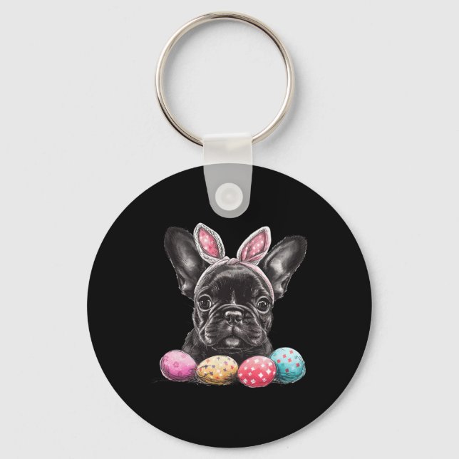 Easter Day Frenchie Dog Easter Frenchie Dog Easter Keychain (Front)