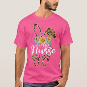 Easter Day Funny Dialysis Nurse Cute Bunny Leopard T-Shirt