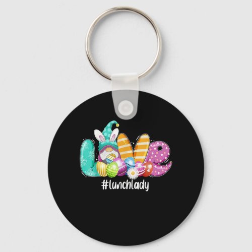 Easter Day Gnome Love Lunch Lady Bunny Ears Eggs H Keychain