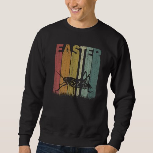 Easter Day Grasshopper Retro Graphic Funny Easter  Sweatshirt