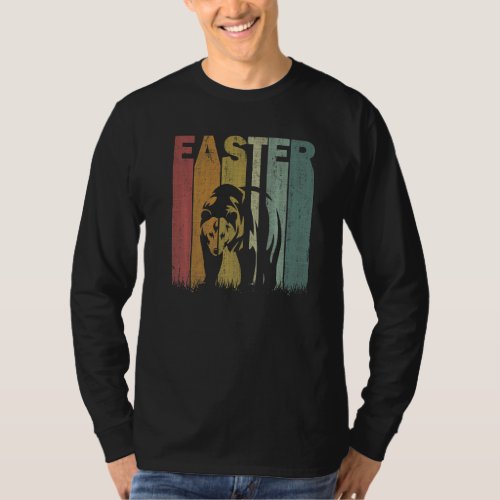 Easter Day Grizzly Bear Retro Graphic Funny Easter T_Shirt