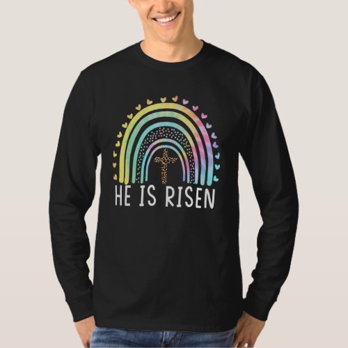 Easter Day He S Risen Jesus Christian Floral Wreat T_Shirt