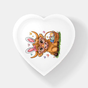 Easter Day Highland Cow Cute Easter Bunny Farmer W Paperweight