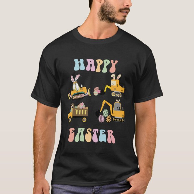 Easter Day kids Toddler boys Bunny Construction Tr T-Shirt (Front)
