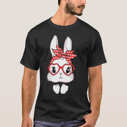 Easter Day Leopard Bunny Glasses Eggs Cute Rabbit T_Shirt