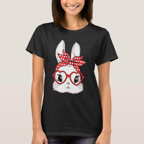 Easter Day Leopard Bunny Glasses Eggs Cute Rabbit T_Shirt