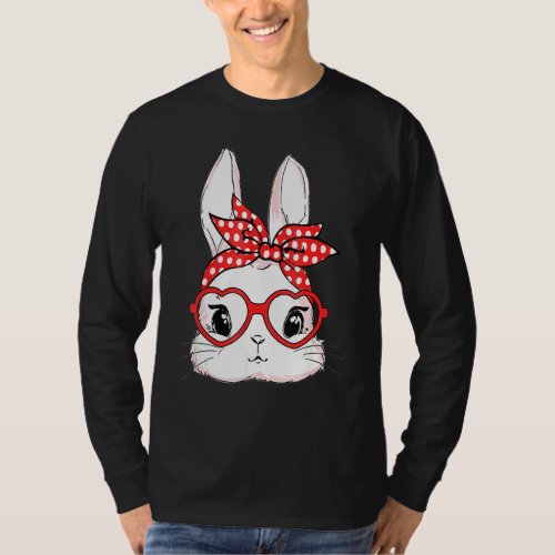 Easter Day Leopard Bunny Glasses Eggs Cute Rabbit T_Shirt