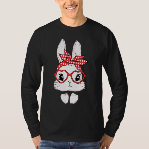 Easter Day Leopard Bunny Glasses Eggs Cute Rabbit T_Shirt