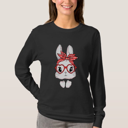 Easter Day Leopard Bunny Glasses Eggs Cute Rabbit T_Shirt