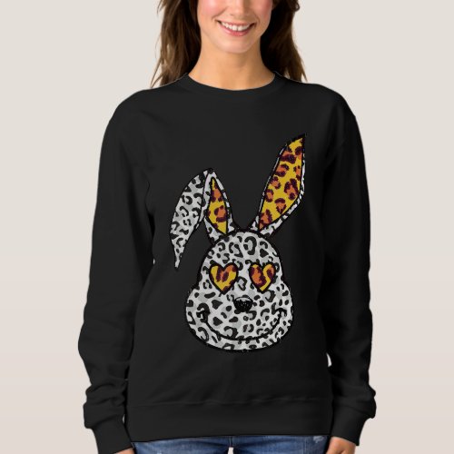 Easter Day Leopard Funny Bunny Rabbit Girls Women  Sweatshirt