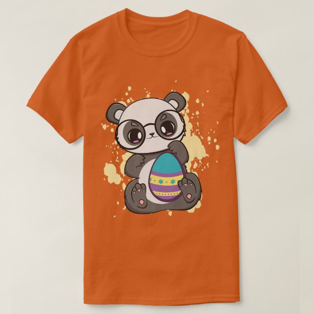 Easter Day Little Panda With Egg Hunt Spring Anime T-Shirt (Design Front)
