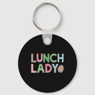Easter Day Lunch Lady Floral Bunny Girls Women Caf Keychain