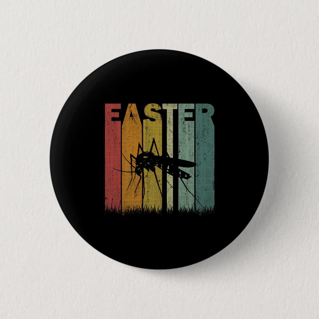 Easter Day Mosquito Retro Graphic Funny Easter Cos Button (Front)