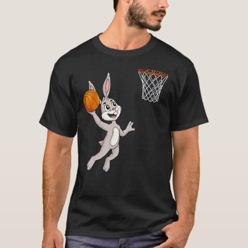 Easter Day Rabbit Dunking A Basketball Funny Boys  T_Shirt