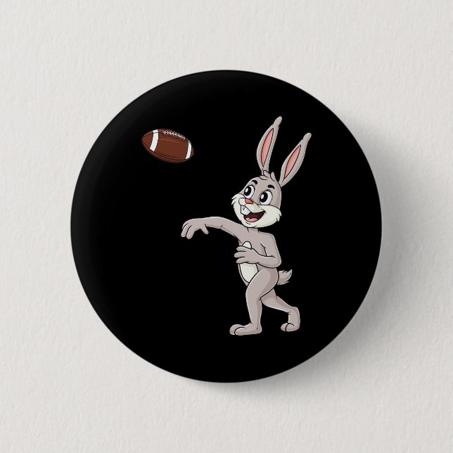 Easter Day Rabbit Football Quarterback Fun Boys Gi Button (Front)