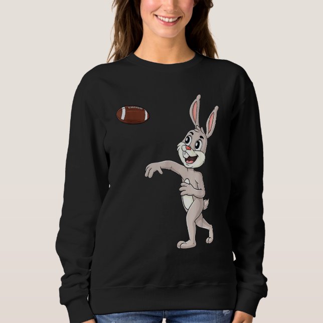 Easter Day Rabbit Football Quarterback Funny Boys  Sweatshirt (Front)