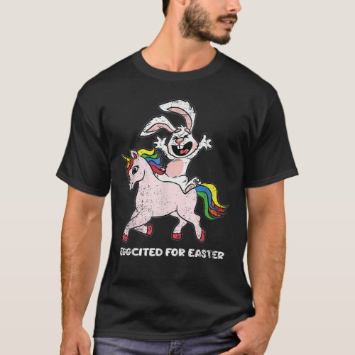 Easter Day Rainbow With Eggs And Easter Bunny Happ T_Shirt