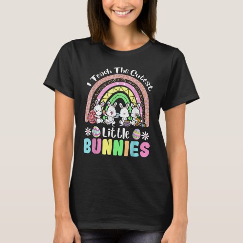 Easter Day Rainbow With Eggs And Easter Bunny Happ T_Shirt