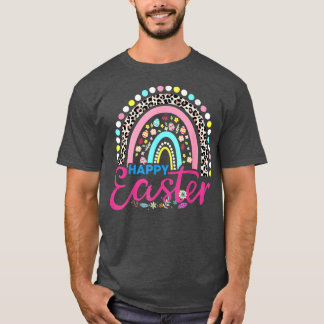 Easter Day Rainbow with eggs and Easter Bunny Happ T-Shirt