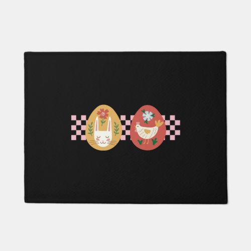 Easter Day Retro Groovy Bunny Eggs Chick Doormat