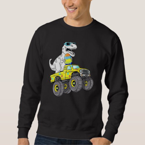 Easter Day Rex Dino Riding A Monster Truck Boys Gi Sweatshirt