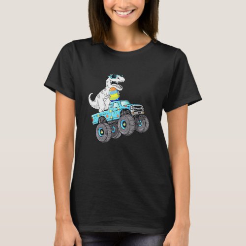 Easter Day Rex Dino Riding A Monster Truck Boys Gi T_Shirt