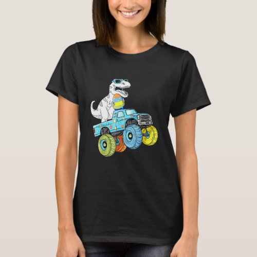 Easter Day Rex Dino Riding A Monster Truck Boys Gi T_Shirt