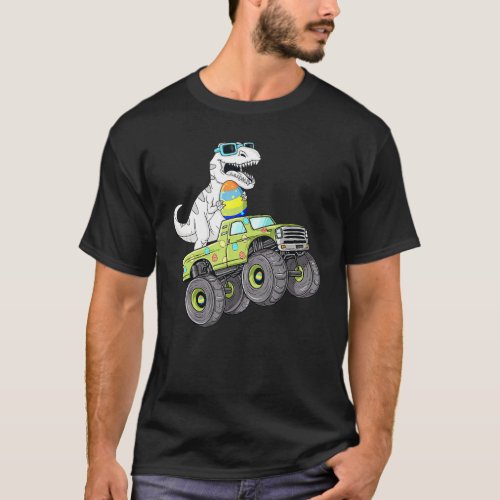 Easter Day Rex Dino Riding A Monster Truck Boys Gi T_Shirt