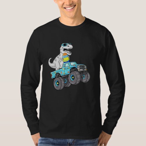 Easter Day Rex Dino Riding A Monster Truck Boys Gi T_Shirt