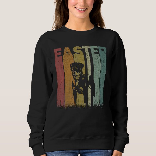 Easter Day Rottweiler Dog Retro Graphic Funny East Sweatshirt (Front)