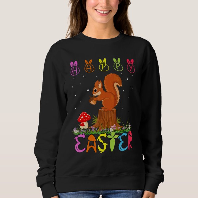 Easter Day Squirrel Matching Family Cute Easter Co Sweatshirt (Front)