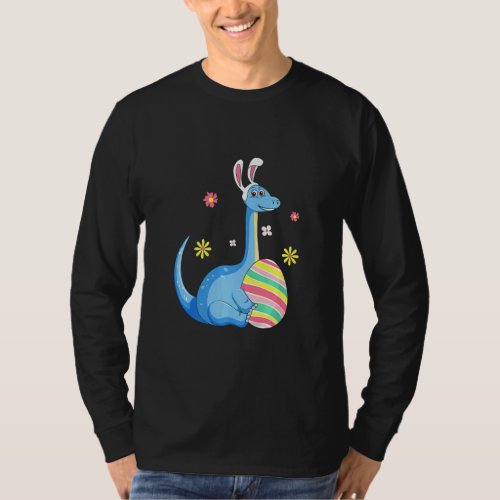 Easter Day T Rex Dino Rabbit Ears With Egg Boys Gi T_Shirt