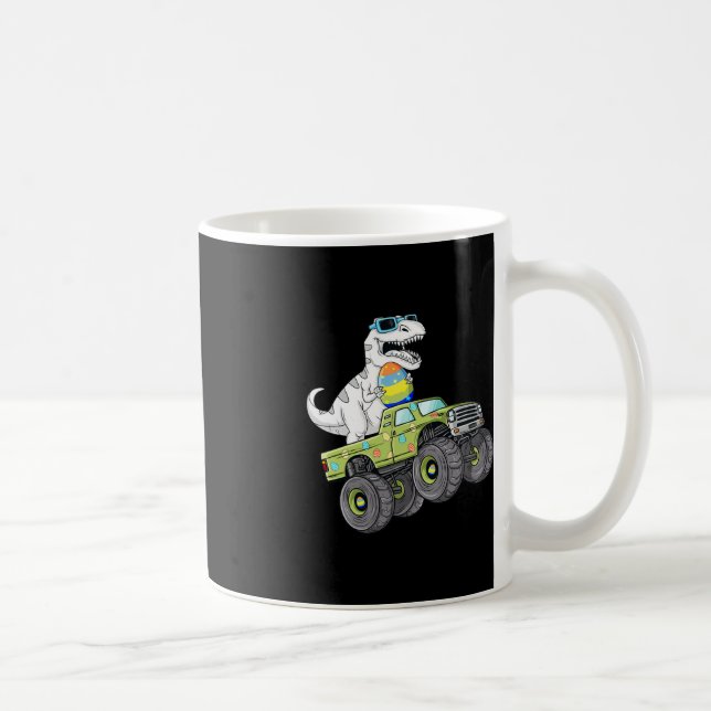 Easter Day T Rex Dino Riding A Monster Truck Boys  Coffee Mug (Right)