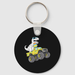 Easter Day T Rex Dino Riding A Monster Truck Boys  Keychain