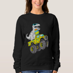 Easter Day T Rex Dino Riding A Monster Truck Boys  Sweatshirt