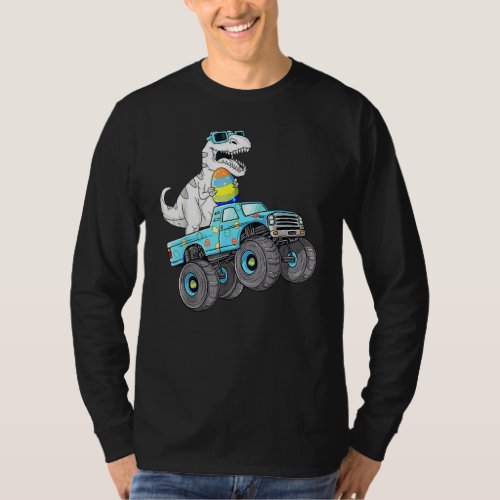 Easter Day T Rex Dino Riding A Monster Truck Boys  T_Shirt