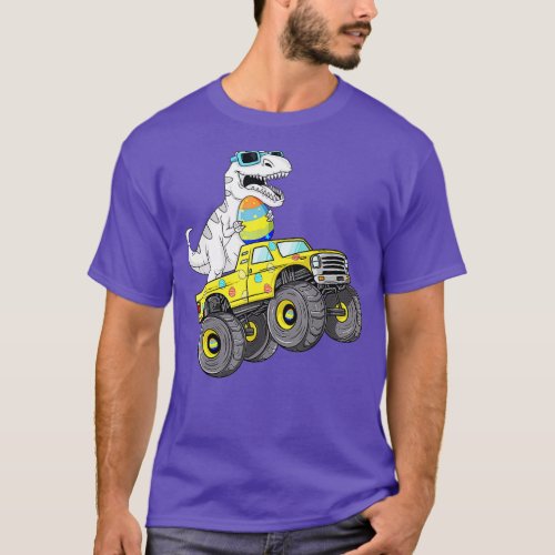 Easter Day T Rex Dino Riding A Monster Truck Boys  T_Shirt