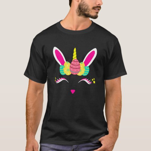 Easter Day Unicorn Face Bunny Face Egg  Women Girl T_Shirt