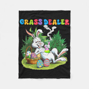 Easter Day Weed Bunny Smoking Stoner Gr Dealer Fleece Blanket