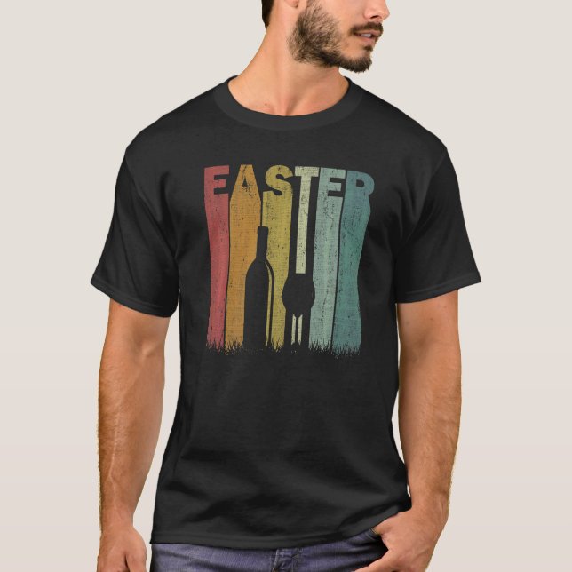 Easter Day Wine Retro Graphic Funny Easter Costume T-Shirt (Front)