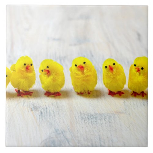 Easter Decoration _ chicks in a row Ceramic Tile