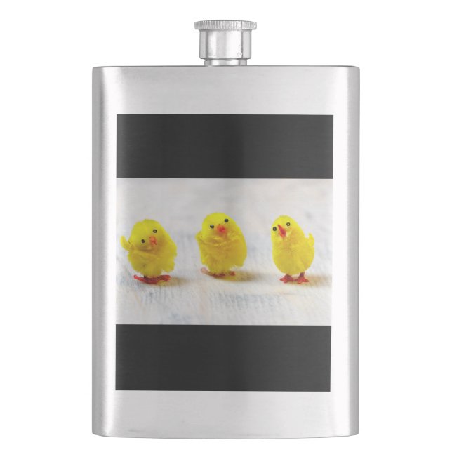 Easter Decoration - chicks in a row Flask (Front)