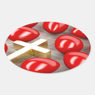 Easter decoration with eggs and cross oval sticker
