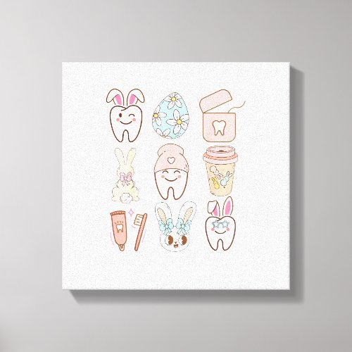 Easter Dental Assistant Tooth Bunny Dentist T-Shir Canvas Print